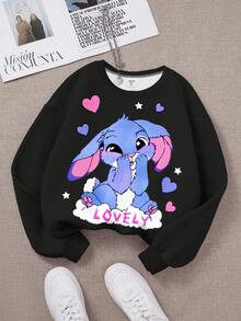 SHEIN Tween Girls' Casual Loose Fit Crew Neck Comfortable Long Sleeve Sweatshirt, Suitable For Autumn/Winter - Multicolor - View 3