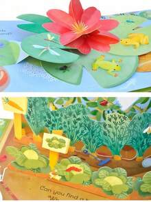 SHEIN 3D Usborne 立体花园书 - 早期学习互动书籍，幼儿教育故事书，自然主题幼儿礼物 - 彩色 - 查看 6
