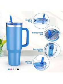 SHEIN 1 件 2 件 40 盎司玻璃杯替换盖 - 防漏翻盖吸管盖，白色、黑色、米色、蓝色、粉色，兼容 40 盎司杯配件 - 彩色 - 查看 4