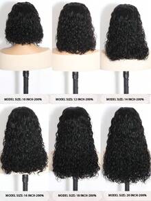 Density Pro 16 英寸鲍勃假发真人发水波无胶假发预拔预剪 200 密度 4x4 蕾丝前闭合假发适合女士 10-20 英寸 - S1 - 查看 3