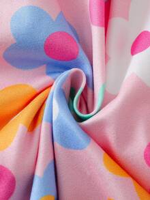 SHEIN 2 件套年轻女孩花卉印花荷叶边肩带 A 字形松紧腰休闲连衣裙套装，适合日常、海滩和度假穿着，夏季 - 彩色 - 查看 6