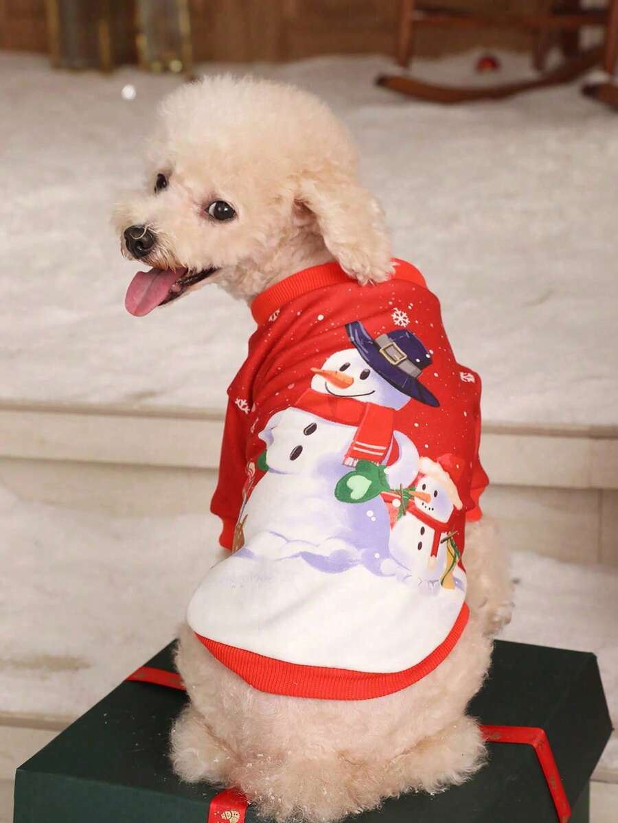 PETSIN Áo nỉ in hình người tuyết dễ thương dành cho thú cưng dịp Giáng sinh - Nhiều màu - Xem 1