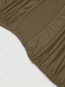 Sweetra Sexy einfarbiges minimalistisches gerafftes Bodycon Minikleid - Braun - Übersicht 7