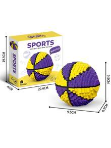 Zazumi 1 Peça Conjunto de Blocos de Montar Tema Esportivo, Campo de Futebol, Quadra de Basquete, Micro Partículas, Brinquedo de Quebra-Cabeça, para Adolescentes, Adultos, Fãs, Decoração de Casa, Modelo de Exibição na Mesa, Presente para Meninos - Multicolorido - Visão 5