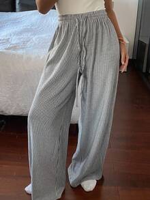 DAZY Women's Loose Fit Striped Pajama Bottoms Fall,Winter - Grey - View 3