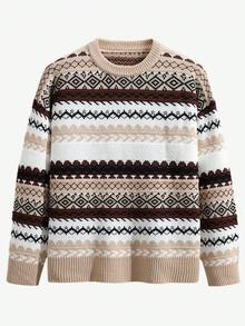 Manfinity Hypemode 男士休闲落肩圆领长袖毛衣，秋冬 - 彩色 - 查看 1