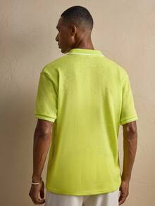 AKNOTIC Business Casual Men's Casual Commuter Contrast Collar Short Sleeve Polo Shirt - Mustard Yellow - View 5