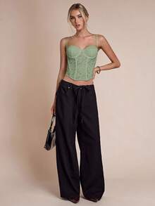 SHEIN BAE Sexy Lace Sheer Camisole Top, Party, Date Night, Commute, Cute Bralette, Sexy Club Top, Corset Top, Strapless Top, Going Out Top, Summer Tops, Cute Top, Lace Top - Mint Green - View 7