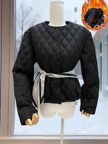 GlowEve 25件秋冬新款高品质绗缝休闲女士棉服外套 - 黑色 - 查看 8