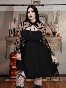 Whyspr Váy dạ hội Halloween Bat cỡ lớn cho nữ, có dây buộc, dự tiệc - màu đen - Xem 6