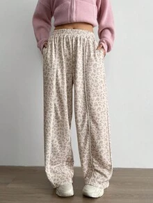 Aidyla 撞色豹纹时尚运动休闲运动裤 - 彩色 - 查看 2