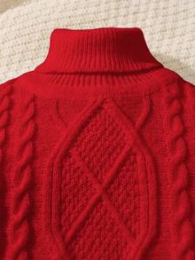 1 件儿童休闲宽松高领毛衣，适合儿童服装、小男孩服装、返校套装，适合生日派对、晚会、婚礼、洗礼、开学典礼、日常穿着、旅行、运动、秋冬季 - 紅色 - 查看 5