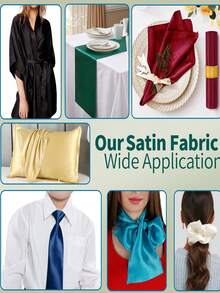 1 Tấm vải satin giả lụa màu trắng – Dùng để may quần áo thủ công, làm khăn trải bàn và trang trí đám cưới. - trắng - Xem 6