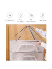 SHEIN Foldable Drying Net With Insect Barrier Cover - Stainless Steel Frame Multi-Purpose Mesh Rack For Balcony Patio Garden Laundry & Produce Space Saving Quick Setup