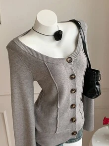 Comfortcana Women's Casual Solid Color Cardigan, Versatile For Autumn/Winter Elegant   Fall Clothes For Women Christmas Sweater Autumn Clothes For Women   Casual Outfit For Women