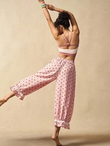 VARSIVA Bộ đồ thể thao nữ, áo hai dây màu tương phản và quần in họa tiết toàn thân, quần in hình trái tim, bộ đồ mùa hè cho nữ, quần Capri, bộ đồ hai mảnh, bộ đồ thể thao - Nhiều màu - Xem 8