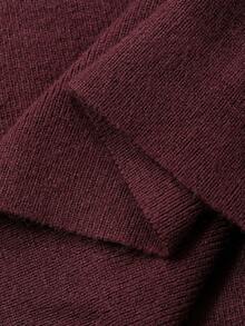 DAZY فستان كنزة صوفية أنيق بلون أحادي منسدل عن الكتف، خريفي - عنابي اللون - مشاهدة 7