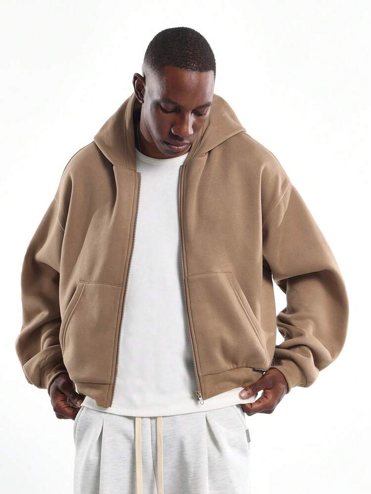 Essential Boxy Fit Zip Up Hoodie