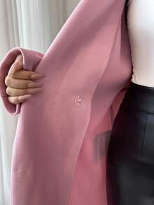Selianne Women's Elegant & Generous Pink Long Bow Woolen Coat, Suitable For Daily Commute - Baby Pink - View 8
