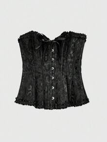 CUCCOO SZL 1 Áo nịt ngực corset cho nữ, đồ lót định hình eo bó sát có dây buộc, thích hợp cho trang phục Halloween - màu đen - Xem 6