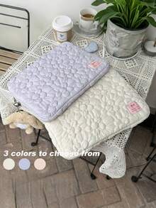 SHEIN 1 件韩国刺绣泡泡花笔记本电脑包，适用于 11/13/15 英寸平板电脑，超柔软舒适内套，学校电脑收纳包 - 彩色 - 查看 10