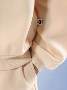 SUMWON Conjunto de dos piezas de sudadera y pantalón de chándal a juego de otoño e invierno, con pantalón de pierna ancha, ropa casual de uso diario, pantalón con cordón, sudadera - Albaricoque - Ver 6