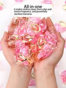 SHEIN 50 piezas/Set Perlas de detergente para ropa con aroma a flor de cerezo 3 en 1 - Líquido concentrado para lavandería, suavizante de telas y perlas antiestáticas para lavandería