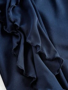 SHEIN MOD Damen Schlaghose mit Kordelzug und Seitenband