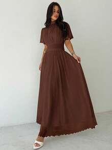 Firerie Váy trắng dáng chữ A xếp ly eo cao thanh lịch, lãng mạn, sang trọng, đi làm hàng ngày, đi biển, nghỉ dưỡng - Cà phê - Xem 4