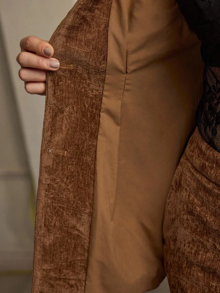 ZEYLAH Women Lapel NeckLong Sleeve Ruched Blazer, Autumn/Winter