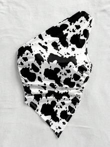 SHEIN WYWH CURVE 大码休闲度假西部牛仔印花海滩婚礼宾客服装毕业早午餐女士圣帕特里克节春假复活节音乐节优雅波西米亚热带肩上衣 - 黑與白 - 查看 4