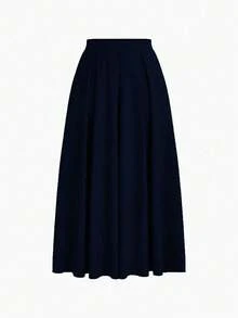 EMERY ROSE Chân váy dài chữ A màu trơn cạp cao có túi xéo màu xanh navy - Màu xanh hải quân - Xem 3