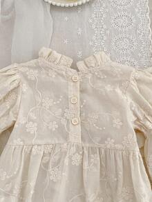 SHEIN B150 Korean Style Embroidered Long Sleeve Simple Bodysuit For Baby Girls, Spring/Autumn Fall Winter - Apricot - View 4