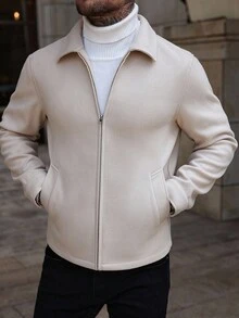 Manfinity CasualCool Herren Langarm Einfarbig Reißverschluss Lässig Mantel, Herbst/Winter