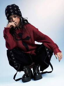 Sugerpunk 女士舒适透气踝靴，适合休闲派对，哥特式金属扣双带后拉链设计，黑色朋克风厚底粗跟踝靴，夏季必备 - 黑色 - 查看 3