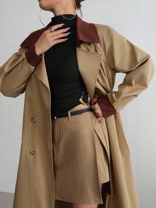 Aidyla Áo thun nữ cổ lọ tay dài xếp ly họa tiết ánh kim ôm vừa vặn thời trang thu/đông - màu đen - Xem 7