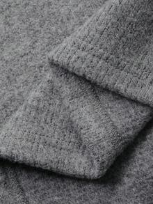 FRIFUL Kaos Wanita Kerah Tinggi Lengan Longgar Kancing Logam Dekorasi Manset Tinggi Berkualitas, Atasan Lengan Panjang Musim Gugur - Grey - View 6