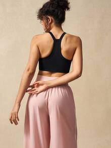 VARSIVA Sutien sport pentru femei, cu nervuri, crop, ajustat, casual, fitness, sport, maiou - Negru - Vizualizare 9