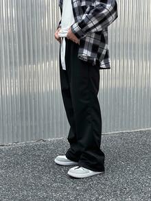 SHEIN Mirajuku Tween Boys' Casual Drawstring Waist Loose Wide Leg Pants, Suitable For Leisure And Commute Wear - Black - View 2