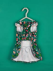 PETSIN Schleifenband Katzenkleidung, Weihnachts-Muster Teddy Kleid, Hundekleid, Haustier Prinzessin Kleid - Grün - Übersicht 5