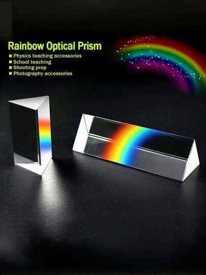 SHEIN ​Optical Crystal Prism K9 Glass Light Spectrum Reflector Rainbow Maker Photography Props Creative Lighting Non Electric Giftable  Desk Decor Home Office Study