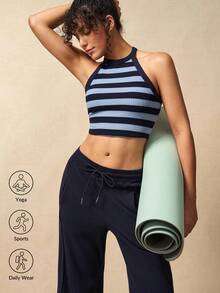 VARSIVA 女士健身套装 女士条纹短款露背上衣和纯色长裤运动套装 - 彩色 - 查看 12