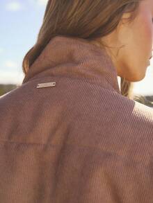Aralina Fall Winter Cord Gold Zip Through Padded Winter Jacket With Elastic Toggle On The Inner Elastic - Brown - View 5