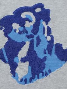 Claim Dot Men's Casual Cartoon Pattern Dropped Shoulder Loose Pullover Sweater, Autumn/Winter - Multicolor - View 4