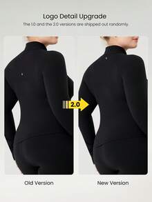 GLOWMODE FeatherFit™ 加大码 Slim-It 流线型性能安全口袋拉链夹克低冲击瑜伽日常秋季 - 黑色 - 查看 4