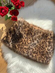 Comfortcana Women's Y2K Leopard Faux Fur Mini Skirt Leopard Print Faux Fur Skirt Halloween Costumes Leopard Skirt Cheetah Skirt,Cheetah Print