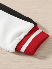 SHEIN Toddler Boys' Colorblock Patchwork Casual Collegiate Unicorn & Horse Print Long Sleeve Polo Shirt, Autumn/Winter Fall - Multicolor - View 6