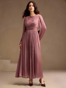 Anewsta Women's Long Sleeve Dress, Elegant And Versatile For Commuting, Spring, Autumn, Winter - Red Plum - View 6