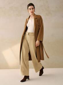 INAWLY Calça feminina casual cor sólida versátil com cinto solto