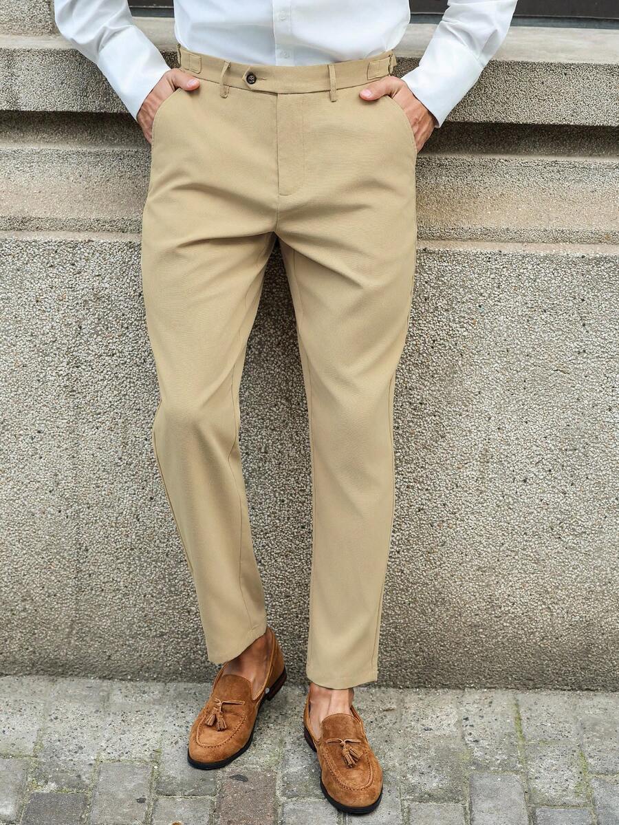 Calvornis 男士时尚百搭休闲日常修身西装裤男士正装裤男士长裤夏季透气男士休闲裤卡其色裤子男士斜纹棉布裤男士卡其色斜纹棉布裤卡其色正装裤男士米色裤子男士米色正装裤修身米色裤子男士米色休闲裤男士修身裤卡其色裤子 - 卡其色 - 查看 1